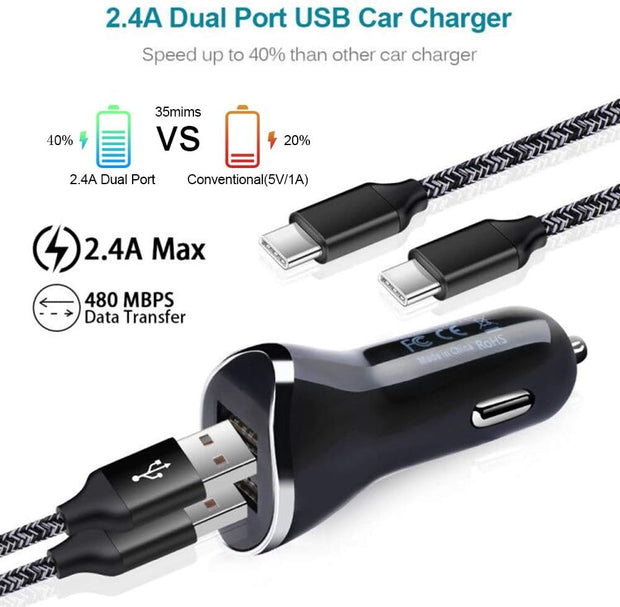 USB Type C Charger Cable for Moto Motorola G Power G Stylus G Play Pure 2024 Edge Razr G7 G8 G9 plus Play One Z4 Z3 X4,Samsung S23 S22 S21 S20 S10E S10 S9,Car Charger Wall Adapter+Fast Charging Cord