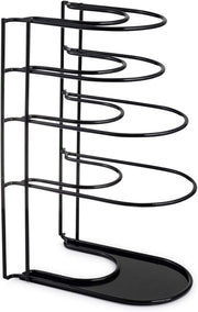 Heavy Duty Pots and Pans Organizer - Extra Large 5-Tier Rack - Holds Cast Iron Skillets, Dutch Oven - Durable Construction - Space Saving Kitchen Storage - No Assembly Required - Black 15.4"